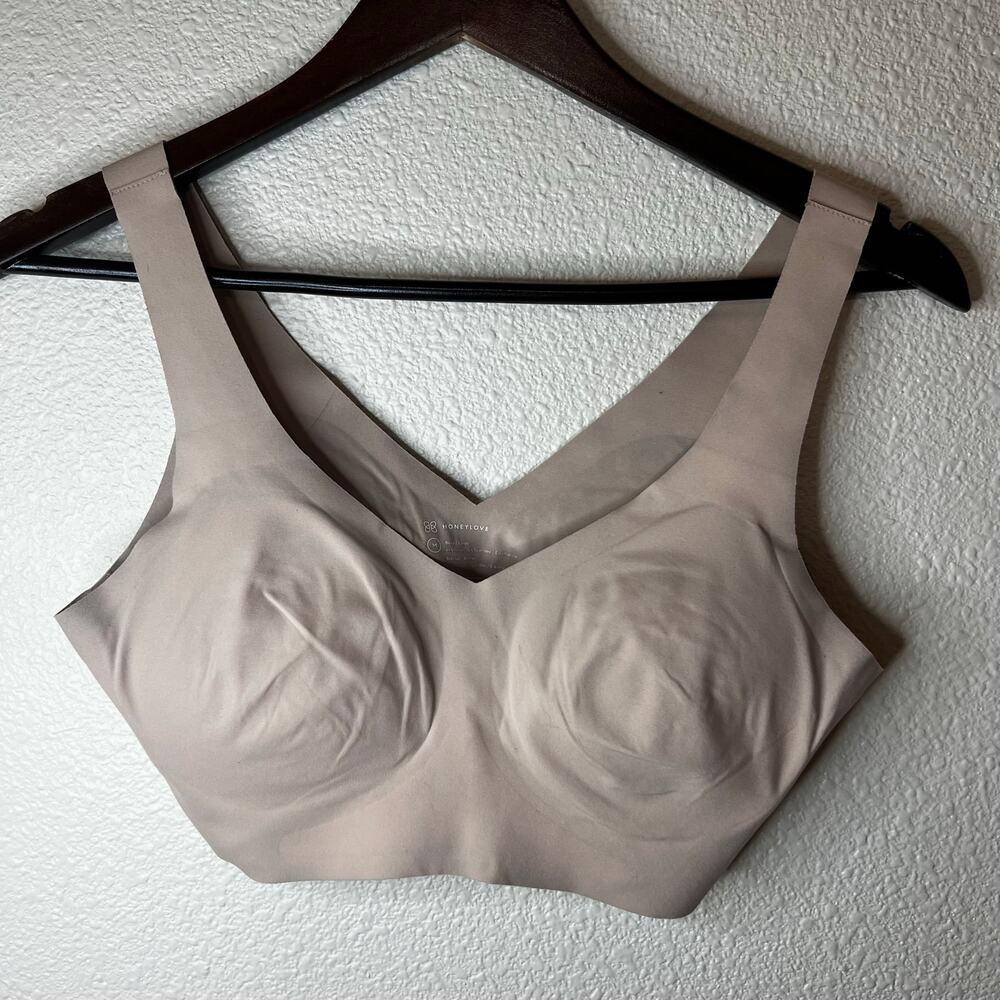 Honeylove V-neck Seamless Bra Bralette in cream beige WOMENS MEDIUM